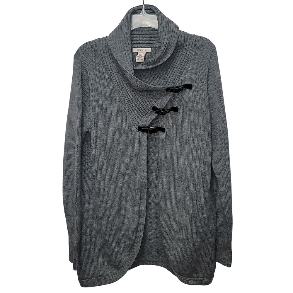 Covington Gray Shawl Collar Cardigan Sweater Toggle Closure XL Minimalist Office